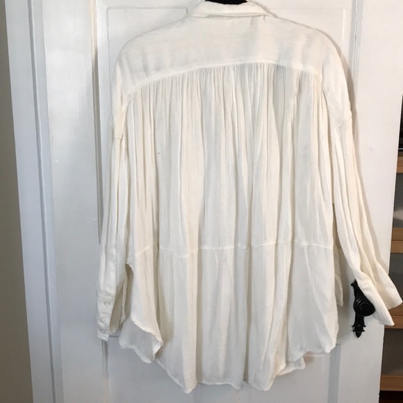 Free people over sized ivory long sleeve shirt - Picture 4 of 5